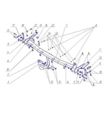 Фаркоп для Volkswagen Caddy 2004-2015 съемный крюк на двух болтах 1250кг Автос